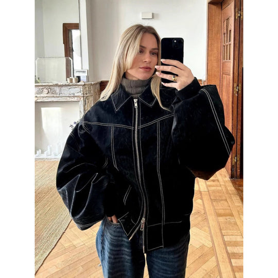 Damen Übergroße Fake Bomberjacke R&B