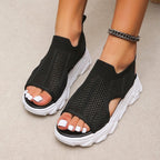 Damen Atmungsaktive Sport-Sandalen mit flexiblem Strickdesign und rutschfester Sohle R&B