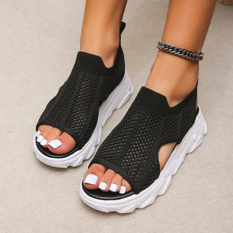 Damen Atmungsaktive Sport-Sandalen mit flexiblem Strickdesign und rutschfester Sohle R&B
