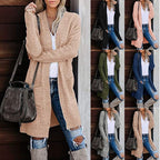 Damen Langer Strickcardigan mit lässigen Taschen und modernem Design