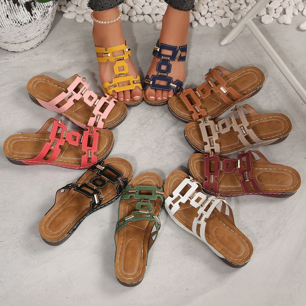 Damen Komfortable Sandalen mit modernem Riemendesign und rutschfester Sohle