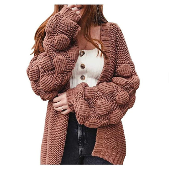 Damen Strickjacke mit voluminösen Ärmeln R&B