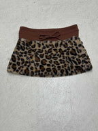 Damen eleganter Minirock aus fellartigem Material mit Modellknopf und Taillenband R&B