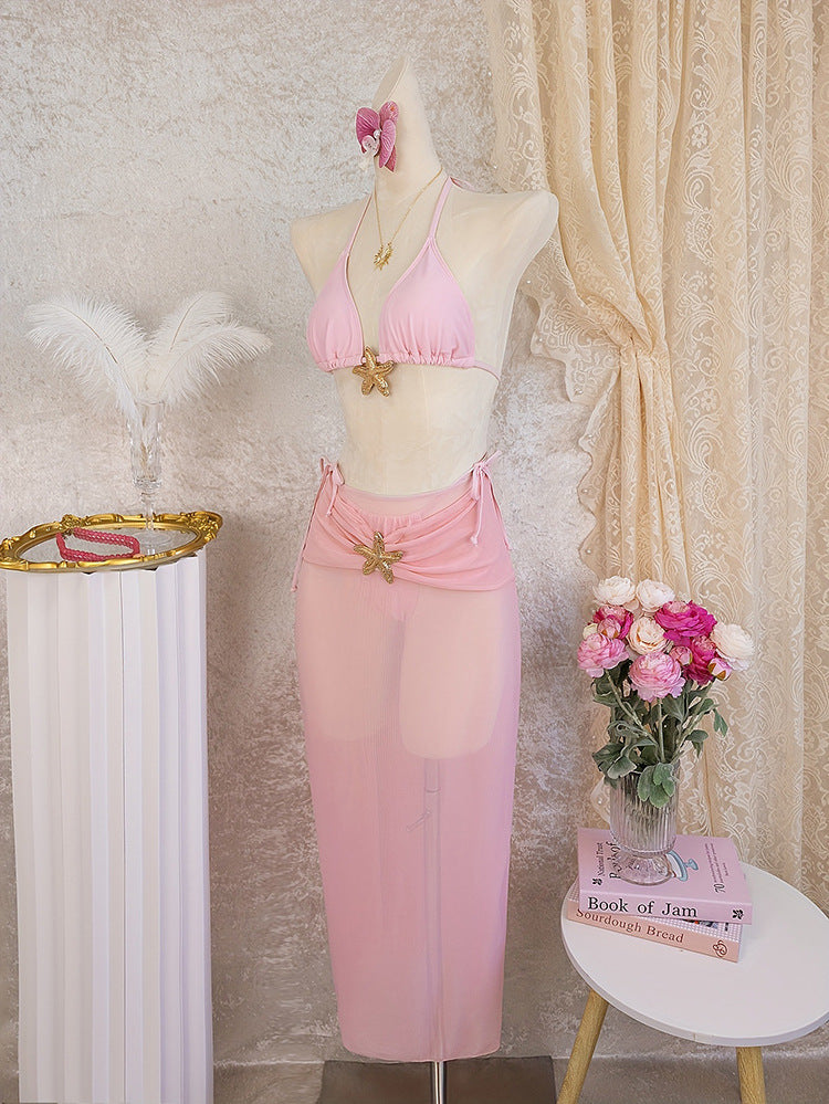 Damen Bikini-Set mit transparenter Strandtunika R&B