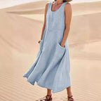 Damen Sommerliches Maxi-Kleid mit praktischen Taschen und lässigem Schnitt R&B