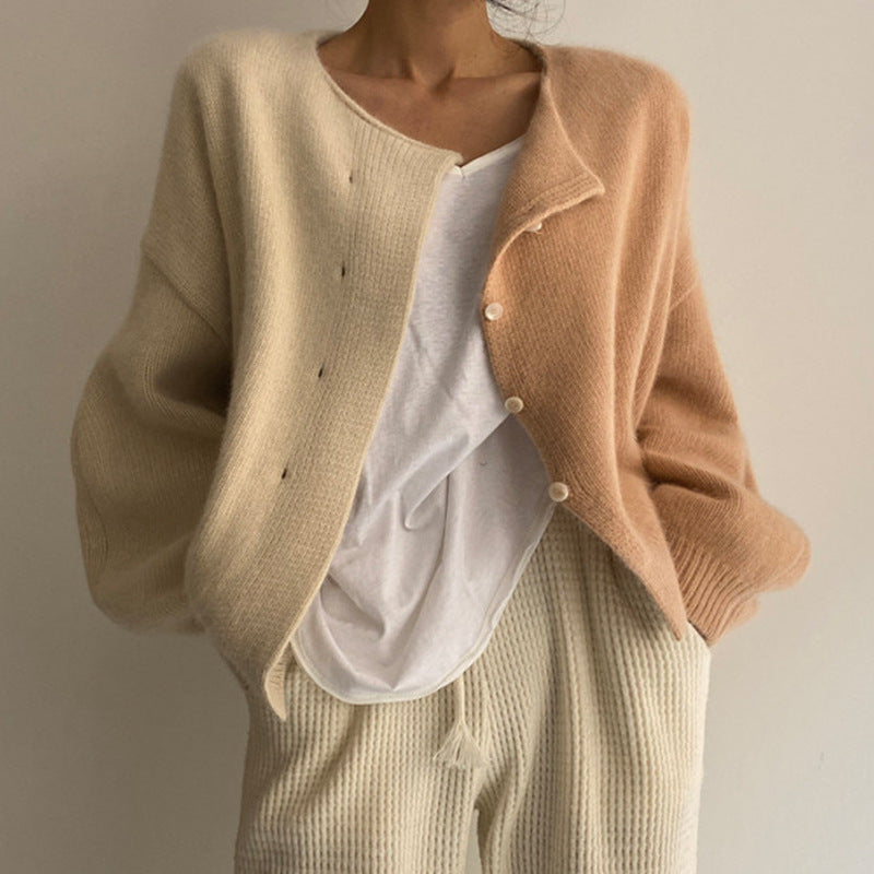 Damen Kuscheliger Strickcardigan mit hohen Ärmeln und einzigartigem Design R&B