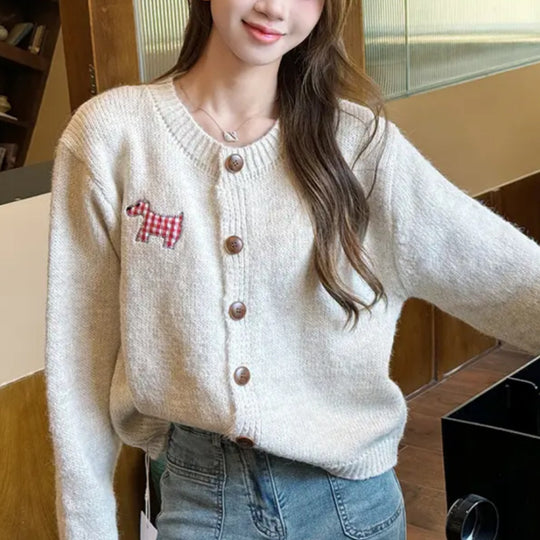 Damen Lässiger Strickcardigan mit Knopfdetail R&B