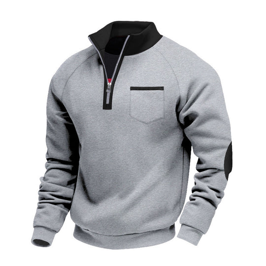 Herren Sweatshirt mit Stehkragen und praktischen Taschen R&B