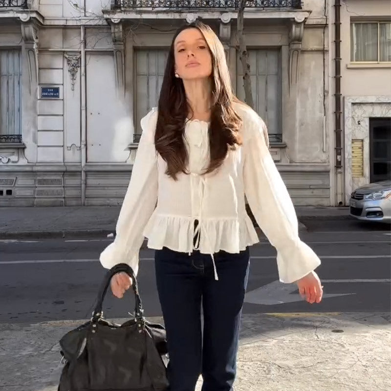 Damen Bluse mit voluminösen Ärmeln und elastischem Bund R&B