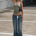 Damen Crop-Top mit raffinierten Rüschendetails und figurbetonter Passform R&B