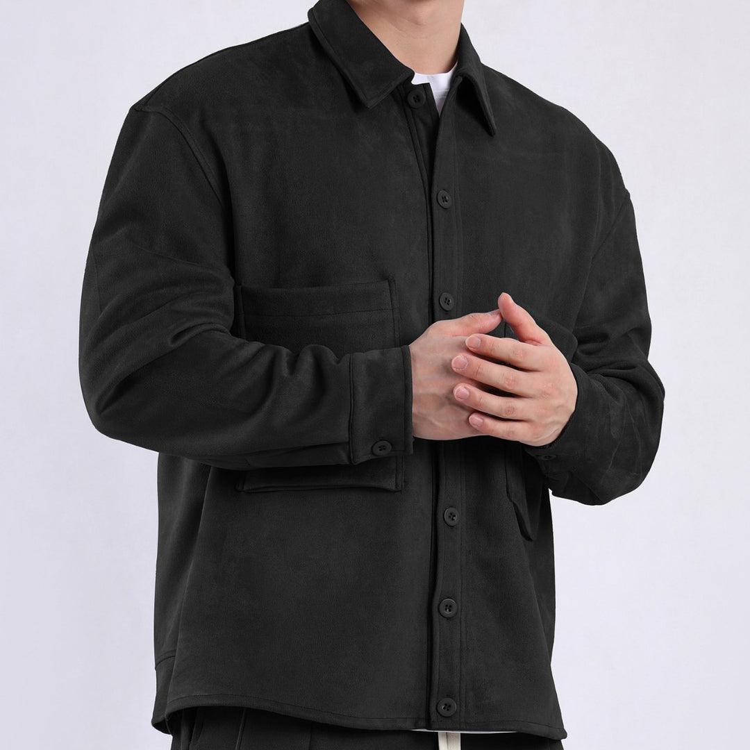 Damen lässige Overlay-Jacke mit praktischen Taschen und modernem Kragen R&B