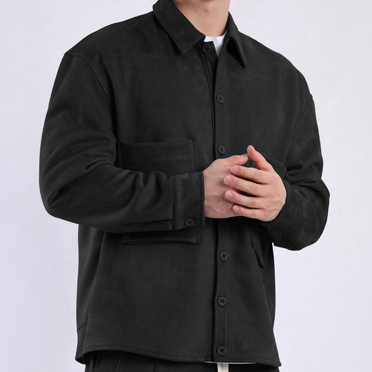 Damen lässige Overlay-Jacke mit praktischen Taschen und modernem Kragen R&B