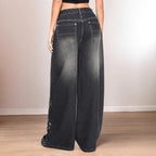 Damen Weite Denim-Hose mit auffälligem grafischem Druck R&B