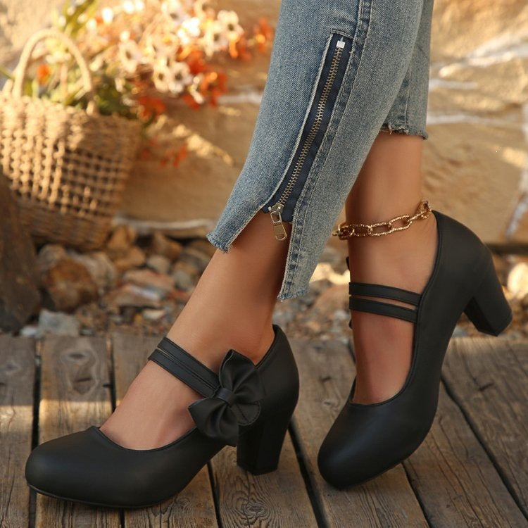 Damen Pumps mit verstellbarem Riemen und dekorativem Schleifendetail R&B
