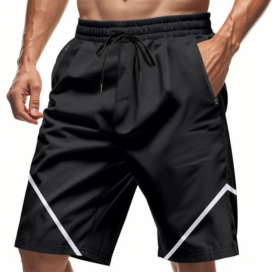 Herren nan atmungsaktive Trainingsshorts mit Reißverschlusstaschen und elastischem Tunnelzugbund R&B