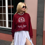 Damen Oversized Sweatshirt mit grafischem Print und weichem Futter R&B
