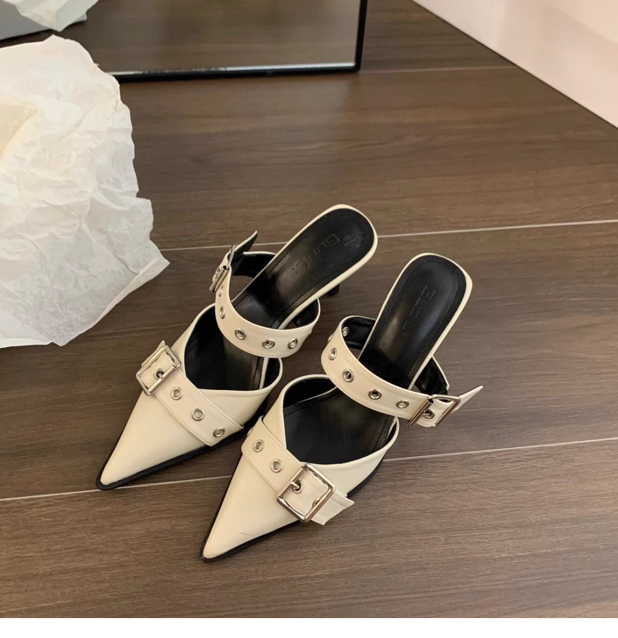 Damen elegante Slingback Pumps mit modischem Schnallen-Design R&B