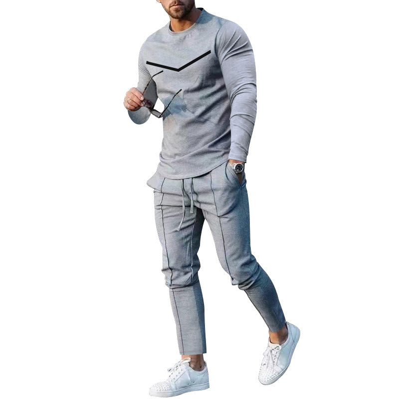 Herren Sportliches Freizeit-Set mit atmungsaktivem Langarmshirt und bequemen Jogginghosen R&B