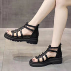 Damen nan gladiatorische Plateausandalette mit gepolstertem Komfortfußbett, profilierter Plateausohle und Rückreißverschluss R&B