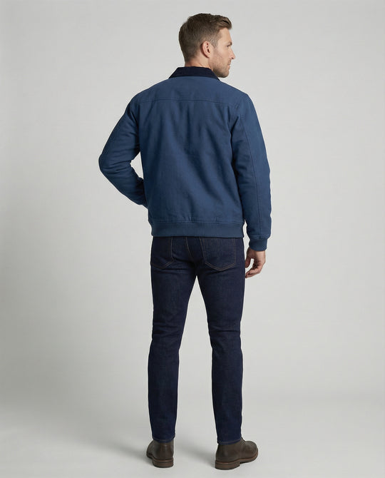 Herren robuste Worker-Jacke im Chore-Stil mit Cordkragen und aufgesetzten Pattentaschen R&B