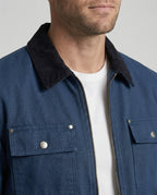 Herren robuste Worker-Jacke im Chore-Stil mit Cordkragen und aufgesetzten Pattentaschen R&B