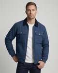 Herren robuste Worker-Jacke im Chore-Stil mit Cordkragen und aufgesetzten Pattentaschen R&B