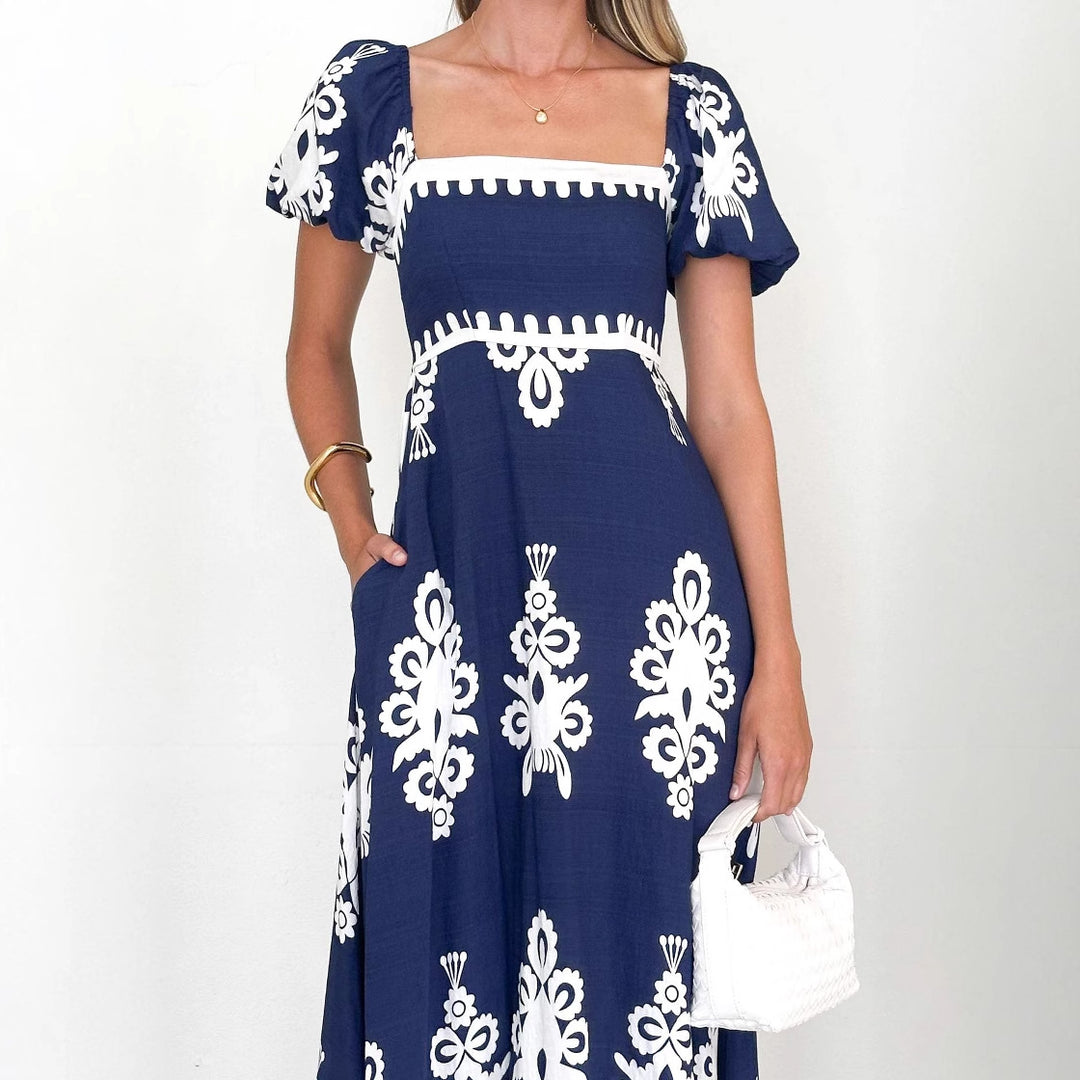 Damen Maxikleid mit eleganten Rüschendetails und floralem Muster R&B