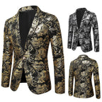 Herren eleganter Goldmuster Blazer