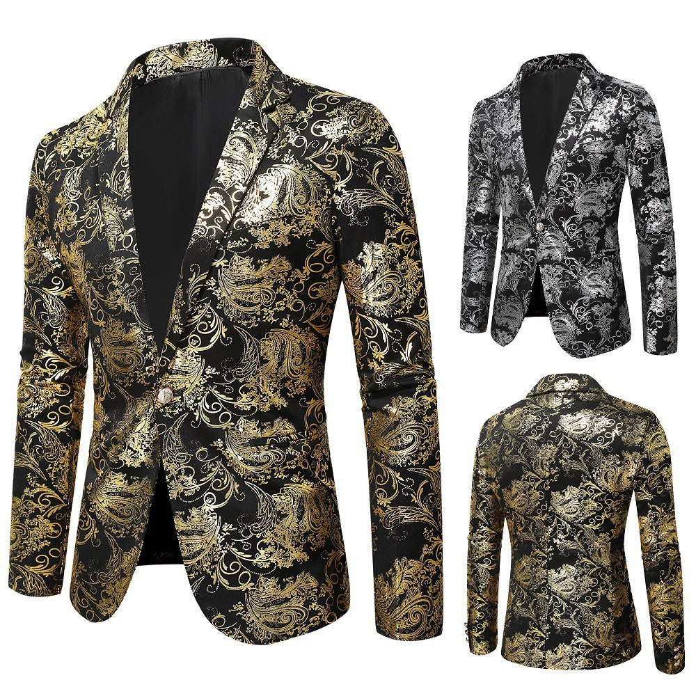 Herren eleganter Goldmuster Blazer