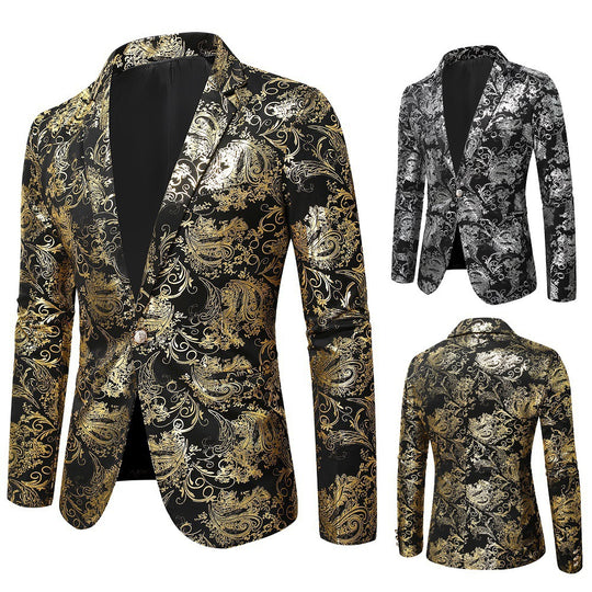 Herren eleganter Goldmuster Blazer R&B