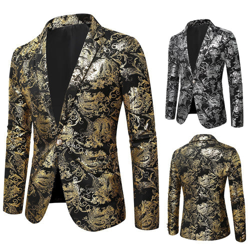Herren eleganter Goldmuster Blazer R&B