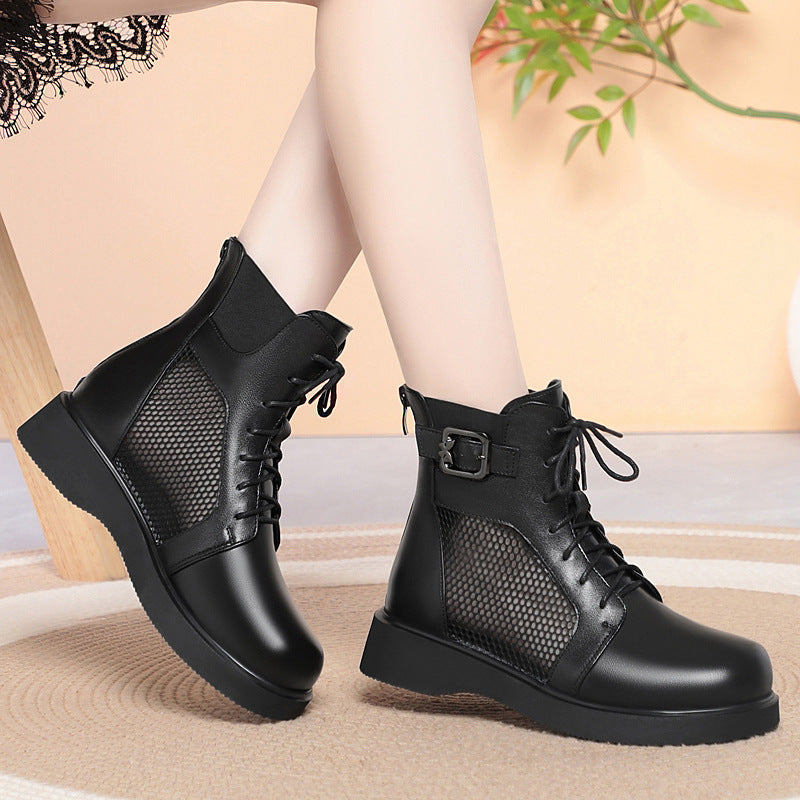 Damen Modische Schnürstiefeletten mit Netzdetail und komfortabler Sohle R&B