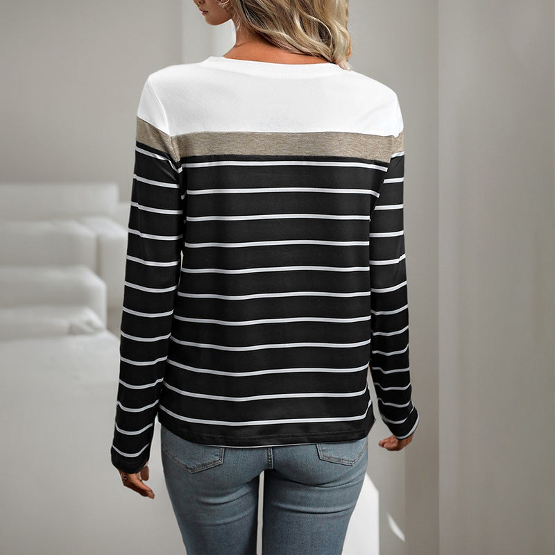Damen Langarmshirt mit modernem Streifenmuster und lässigem Schnitt R&B
