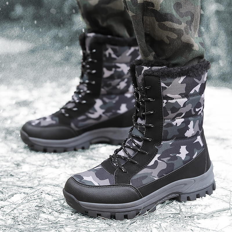 Damen Camouflage Winterstiefel mit isoliertem Futter und rutschfester Sohle