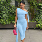 Damen Einseitiger Jumpsuit mit exklusiven Drapierungen R&B