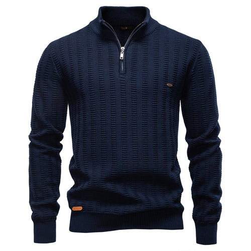 Herren Pullover mit strukturiertem Design und halbem Reißverschluss R&B