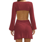 Damen luftiges Häkel-Strandkleid mit seitlichem Schlitz R&B