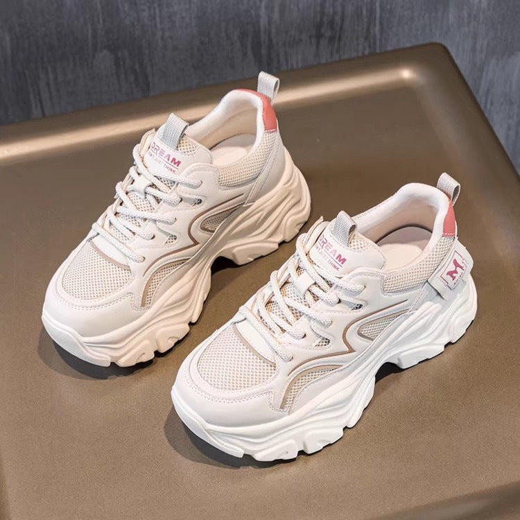 Damen Chunky Sneakers mit atmungsaktiver Mesh-Oberfläche und sportlicher Dämpfung R&B