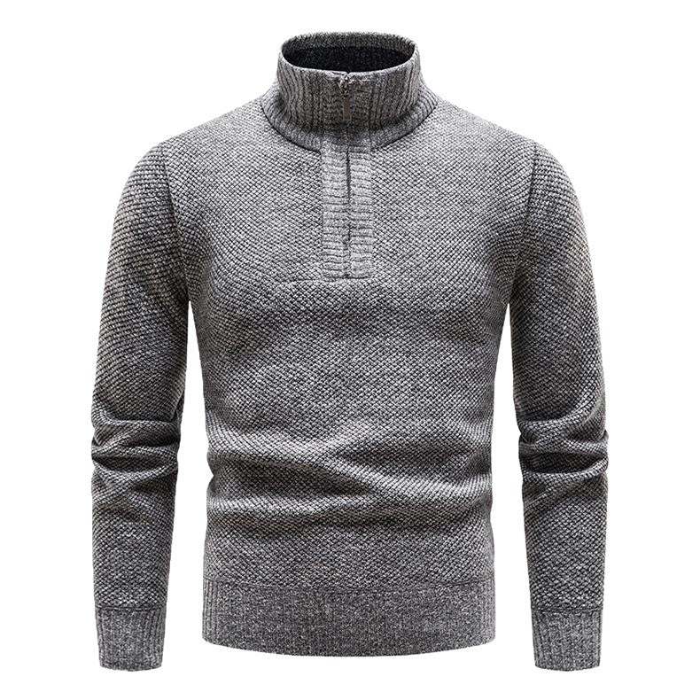 Herren Pullover mit halbem Reißverschluss und strukturiertem Design R&B