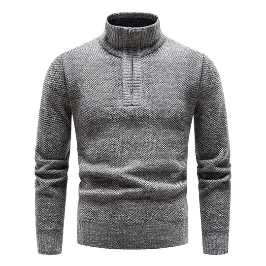 Herren Pullover mit halbem Reißverschluss und strukturiertem Design R&B