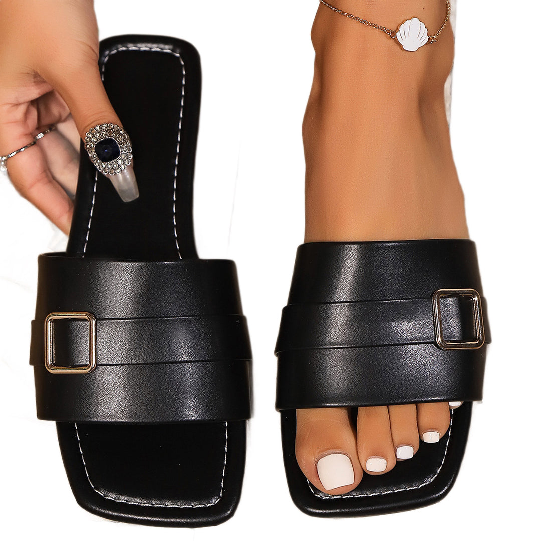 Damen Komfortable Riemchen-Mules mit modischen Schnallen R&B