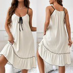 Frauen Verstellbares Spaghettiträger Rüschkleid R&B