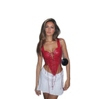 Damen Leder-Corset-Top mit Schnürung und asymmetrischem Schnitt R&B