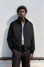 Herren stylische und praktische Bomberjacke mit elastischem Bund und Knopfleiste R&B