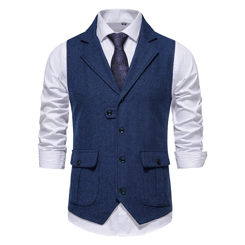 Herren Anzugweste aus hochwertigem Herringbone-Stoff R&B