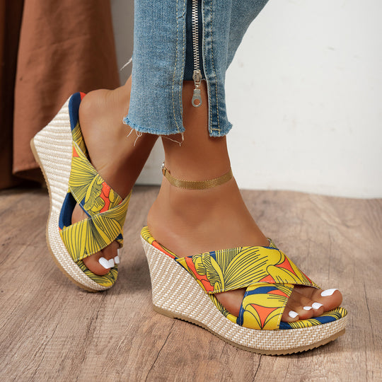Damen Wedge-Sandalen mit floralem Design und rutschfester Sohle R&B