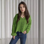 Damen Grobstrickjacke mit modischen Knopfdetails und lässigem Schnitt R&B
