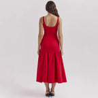 Damen Maxikleid mit schickem Taillen-Schnitt und voluminösem Rock R&B
