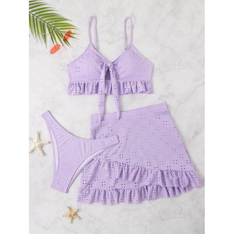 Damen Bikini-Set mit Oberteil und rüschigem Rock R&B