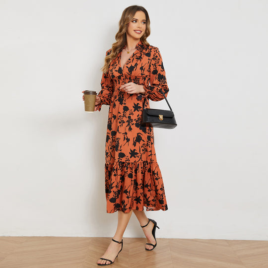 Damen Midikleid mit schmeichelhaftem Schnitt und floralem Design R&B